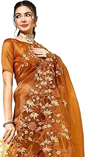 Womens Purple Chiffon Striped Saree With Sequins