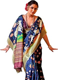 Womens Turquoise Blue Crepe Embroidered Saree With