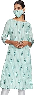 Womens Round Neck Embroidered Kurta