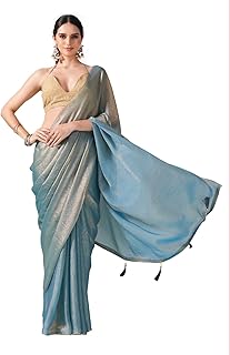 Womens Tissue Saree With Stone Work