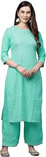 Womens Round Neck Sequined Kurta with Inner