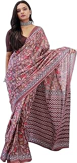 Womens Wine Embroidered Georgette Saree with Stone