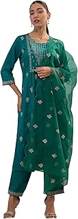 Women’s Solid Straight Cotton Blend Kurta Set with