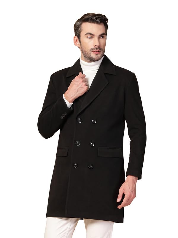  Winter Wear Single Breasted Notch Lapel Tweed Pea