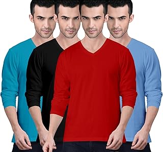Men Regular Fit Premium Plain V Neck Full Sleeves 