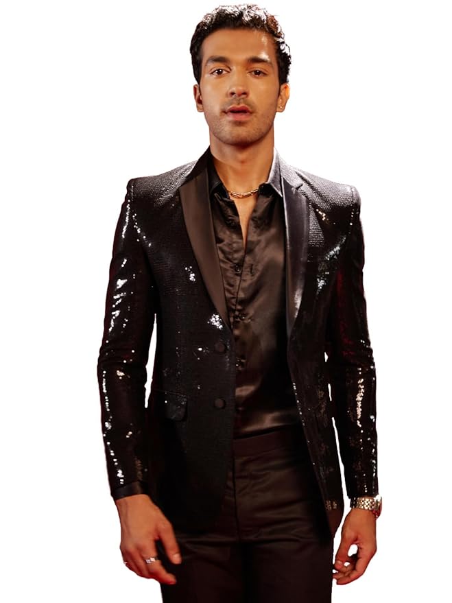  Viscose Blazer - Luxurious All-Over Sequin Detail