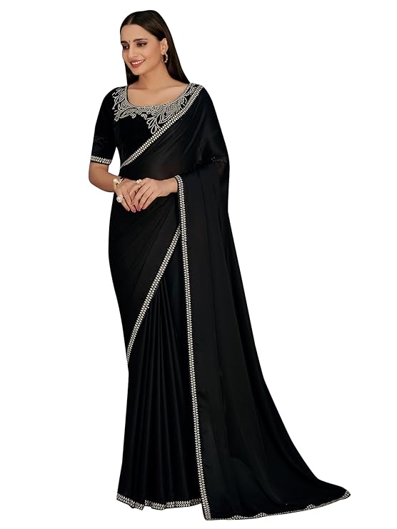 Women's Chiffon Embellished Saree With Unstitched Blouse Piece