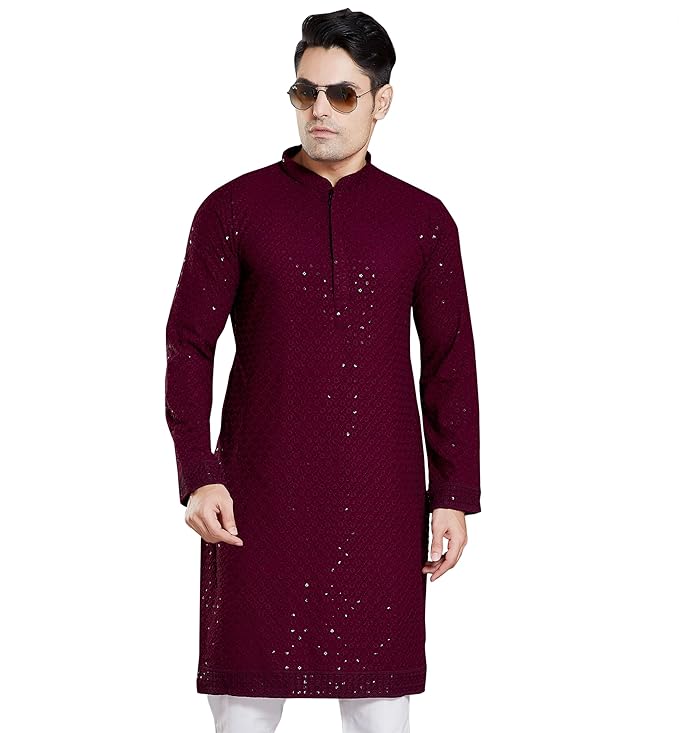  Sequince Embroidered Cotton kurta