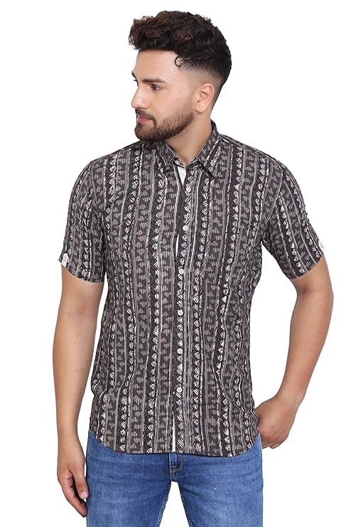 WINTAGE Men Jaipur Bagru Cotton Tropical Hawaiian 