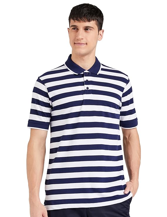 Symbol Men Cotton Rich Striped Polo T Shirt | Coll