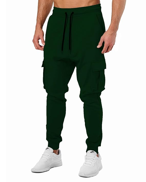 JUGULAR Cotton Solid Men Stylish Cargo Black Track
