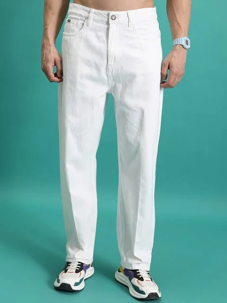 Mens Loose Baggy Fit Clean Look Jeans
