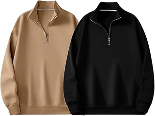 Half Zipper Solid Sweatshirt for Men (Pack of 2)