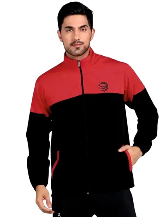 CHISHTIYA Men's Stylish Cotton Blend Colorblock Track Jacket | Lightweight Full Sleeve Zipper Sports