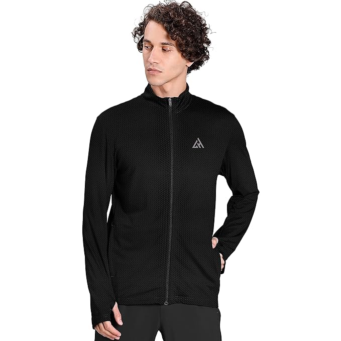 London Hills Men's Polyester High Neck Full Sleeve Full Zip with Pocket Solid Sports Track Standard 