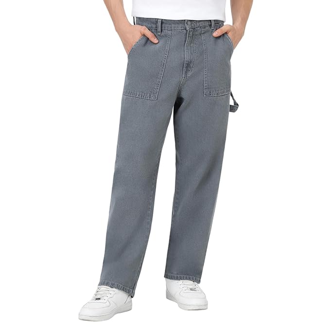 Urbano Fashion Men's Loose Baggy Fit Cargo Carpenter Jeans with 6 Pockets Non-Stretchable