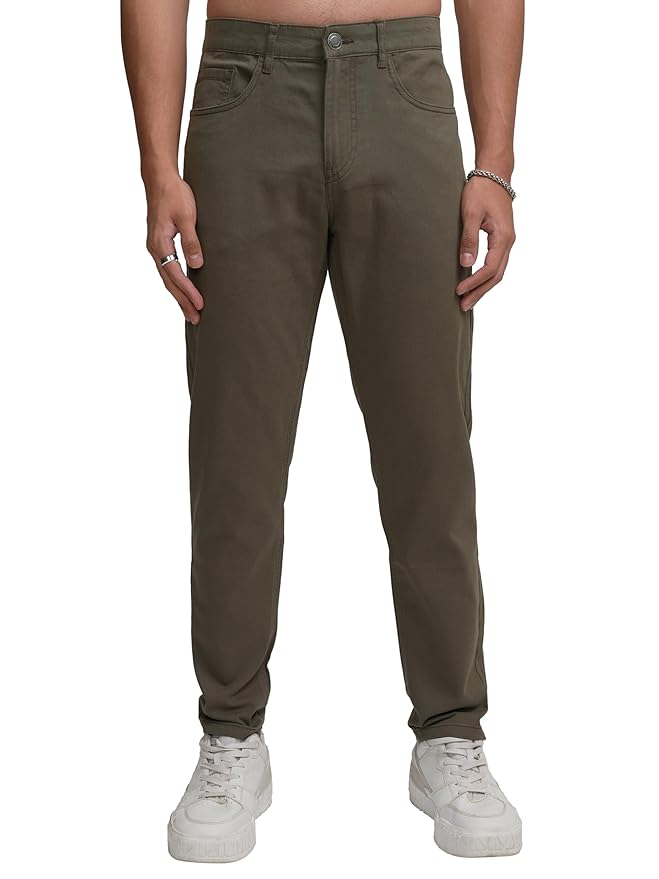 Highlander Men's Ankle-Length Slim Fit Trousers | Modern Style & Comfort | Perfect for Casual & Form