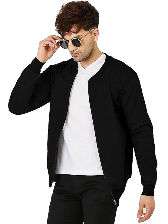 LEOTUDE CASUAL JACKET For Men's Loopknit Regular Fit Full Sleeve Zipper Bomber Jacket for men (Color