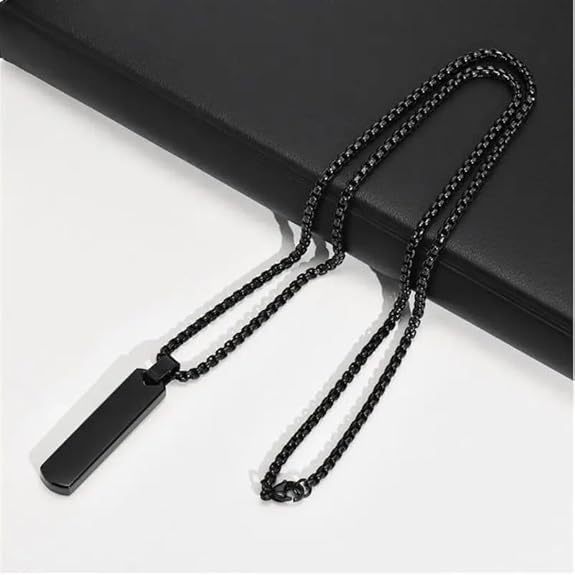 Fashion Frill Silver Chain For Men Stylish Stainless Steel Bar Pendant Necklace Silver Chain Pendant