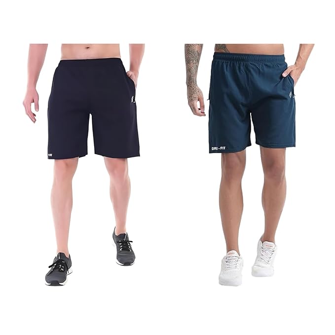 BLUE STAR SHARK Athletic Sports Shorts for Men with Zip Pockets and Elastic Waistband Quick Dry Ligh