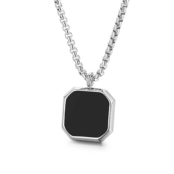 Fashion Frill Men's Jewellery Black Silver Chain For Men Boys Geometric Stainless Steel Black Silver