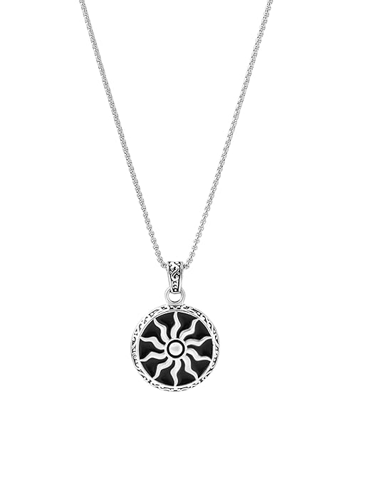 Yellow Chimes Pendant for Men and Boys Silver Pendants For Men | Stainless Steel Black Pendant Chain