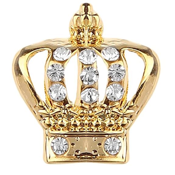 Mahi Elegant Crystal Crown Brooch Suit Collar Accessories Brooch for Men (PABP1101044GPR)