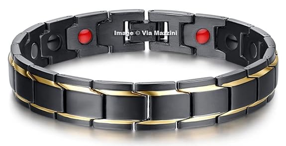 Via Mazzini Stainless Steel Black Strand Bracelet For Men (Bracelet0158)