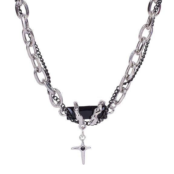 SALTY Alpha Anti Tarnish Stainless Steel Rugged Black Locket Neck Chain for Men | Stylish Pendant Ne