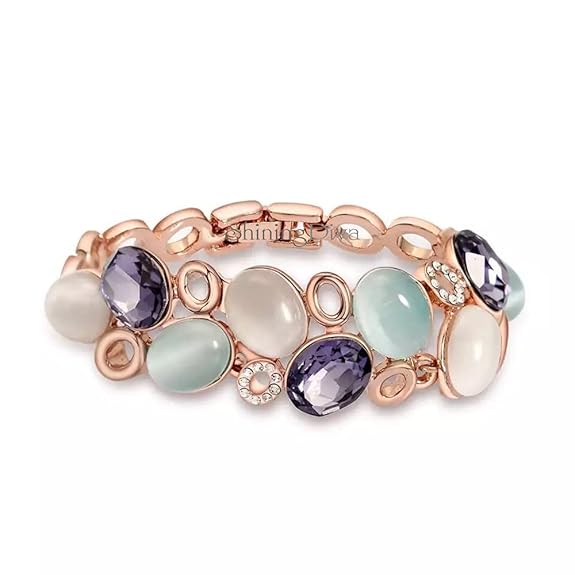 Shining Diva Fashion Latest Stylish Rose Gold Austrian Crystal Bracelet For Women And Girls (11942B)