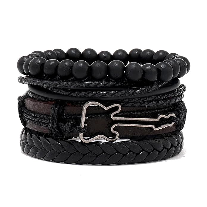 Fashion Frill Bracelet For Men Multistrand Guitar Leather Bracelets For Men Boys Love Gifts Stylish 