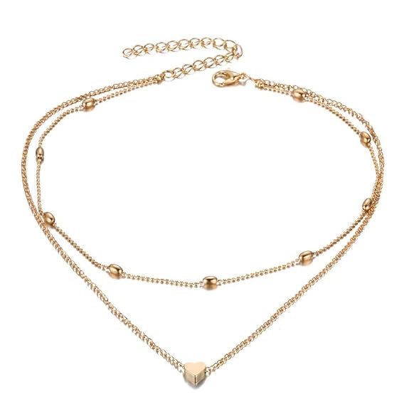 Shining Diva Fashion Stylish Multilayer Chain Pendant Necklace for Women and Girls Minimalist Heart 