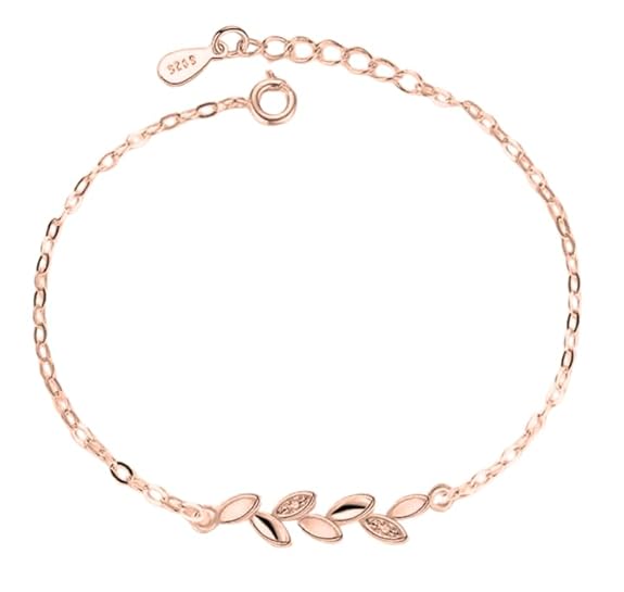 Nilu's Collection Copper Sterling Silver Plated Charm Bracelet for Women & Girls