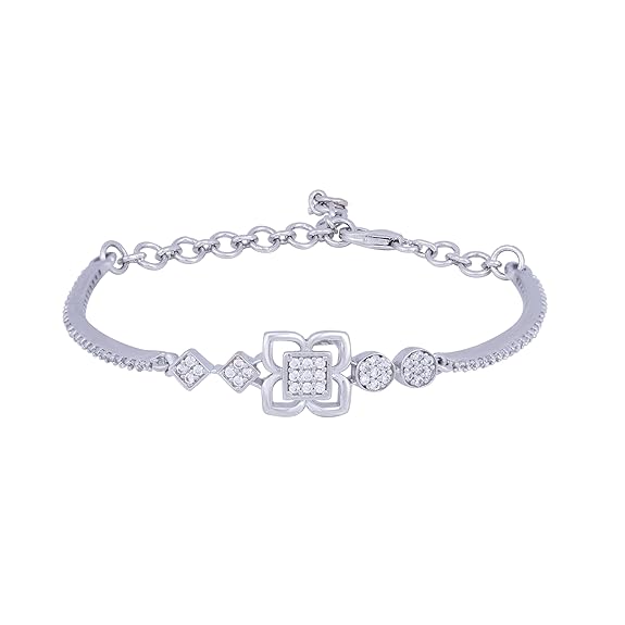 THE MARKETVILLA 925 Silver Bracelet for Women |Geometric Floral| Bracelet for Girls Stylish - Simple