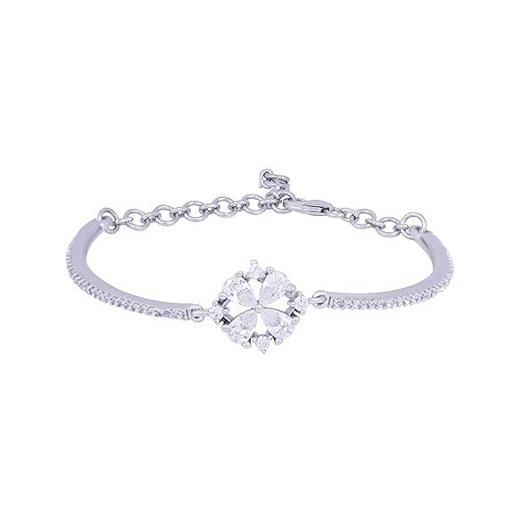 THE MARKETVILLA 925 Silver Bracelet for Women |Flower Style| Bracelet for Girls Stylish, Simple Wris