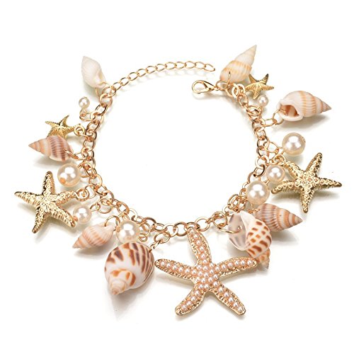 ZIBUYU® Bracelet for Women and Girls Seashell Exotic Boho Adjustable Chain Seashell Bracelet Accesso