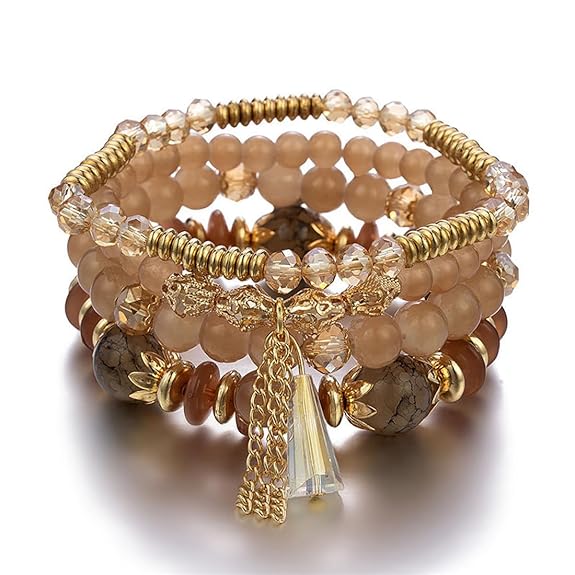 Shining Diva Fashion Latest Stylish Bohemian Stackable Multilayer Crystal Charm Beaded Bracelet for 