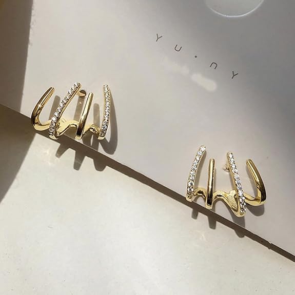 Shining Diva Fashion Latest Stylish Trendy Gold Plated Ear Cuffs Earrings for Women and Girls