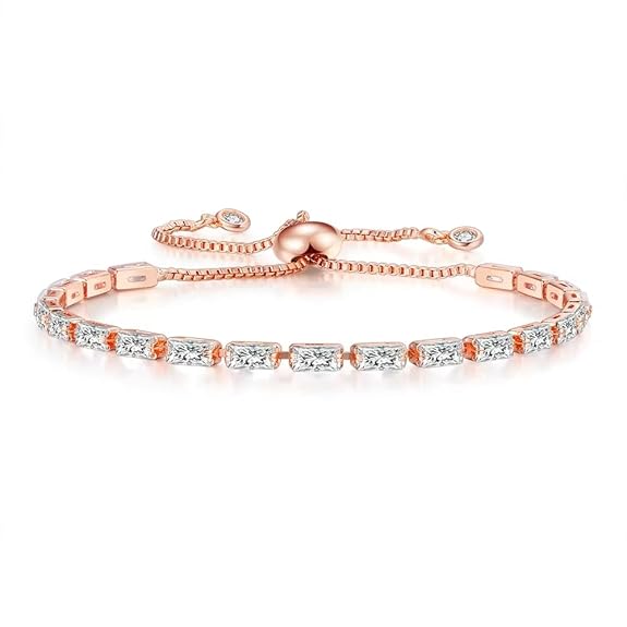 Nilu's Collection Stylish Cubic Zirconia American Diamond Adjustable Bracelet For Women & Girls Brac