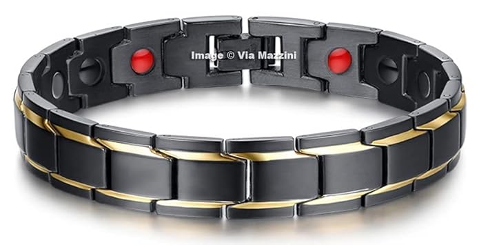 Via Mazzini Stainless Steel Black Strand Bracelet For Men (Bracelet0158)