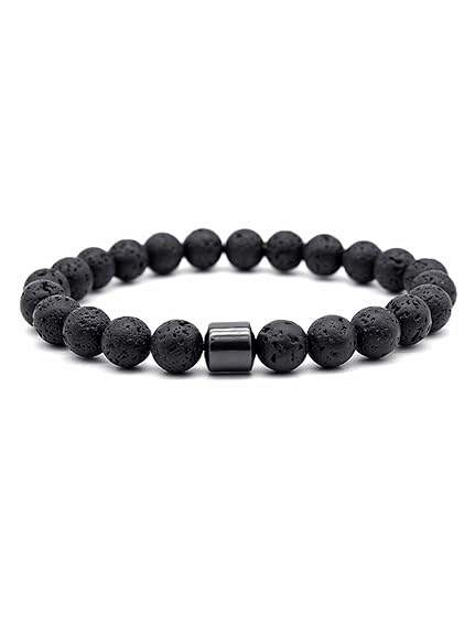 Yellow Chimes Beads Bracelets for Men | Fashion Black Bracelet | Sretchable Mens Bracelets Irregular