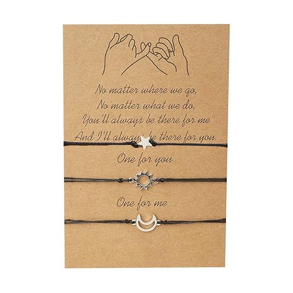Binami 3 Pcs Pinky Promise Distance Matching Bracelets for Friends Couple Family Women Mens