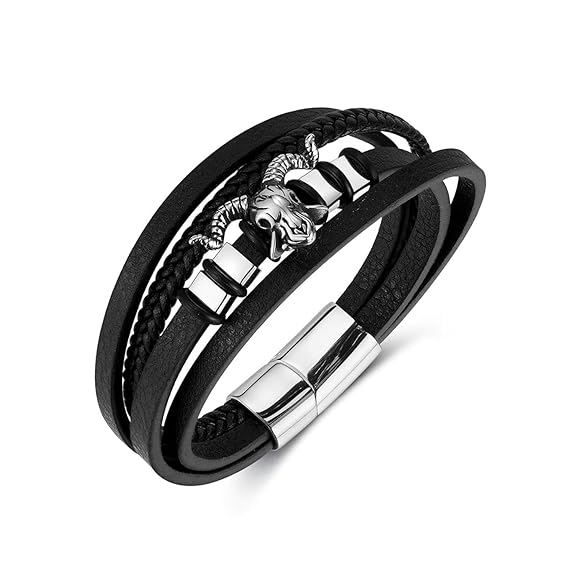 Fashion Frill Bracelet For Men Stylish Stainless Steel Stylish Ships Head Leather Bracelets For Men 