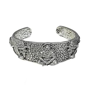 Okos Fashion Men's Jewellery Rhodium Oxidised Finish Lord Hanuman Adjustable Religious Adjustable Ka