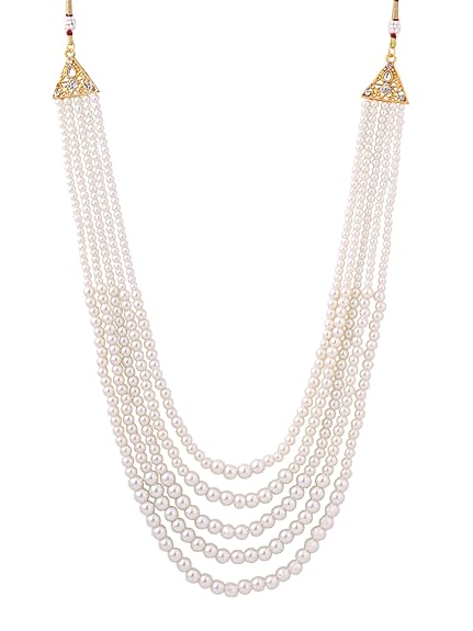 Yellow Chimes Dulahmala For Mens Golden Beads Pearl Necklace Jewellery for Groom Dulha Moti Mal Haar